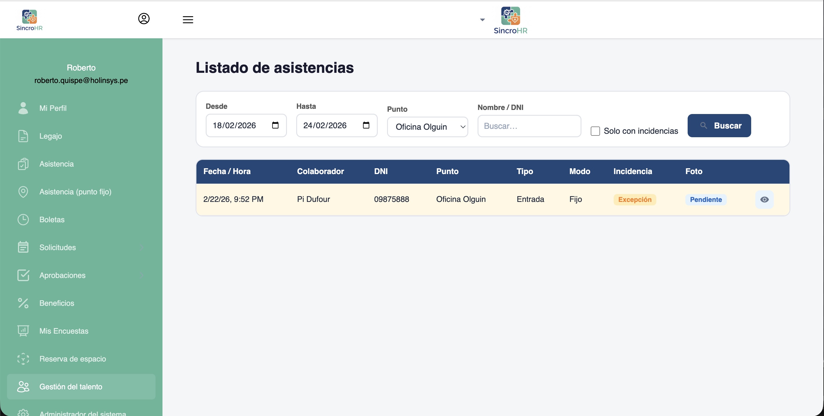 Asistencia y planilla