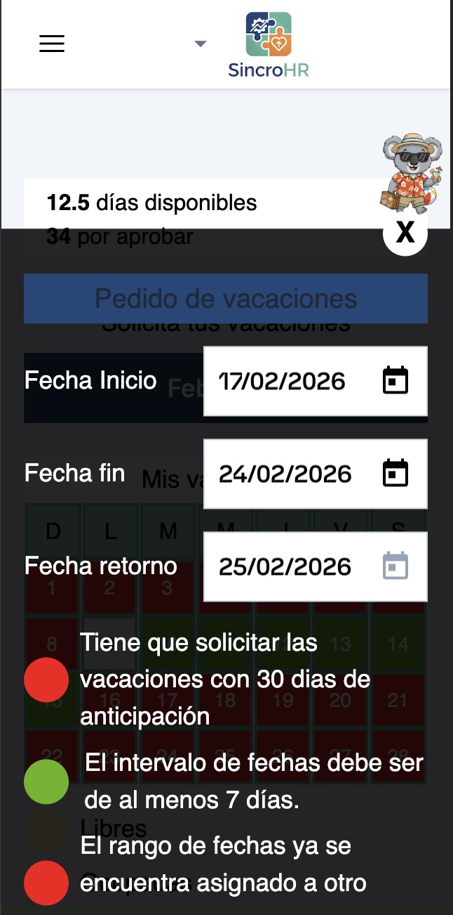 Calendario de vacaciones
